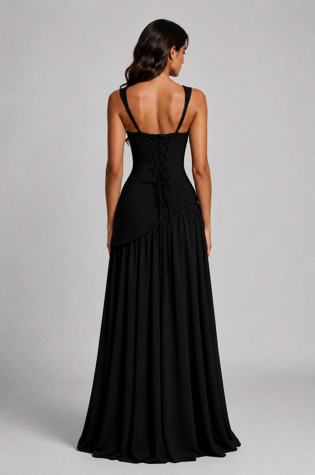 Corset Square Neck Draped Maxi Dress