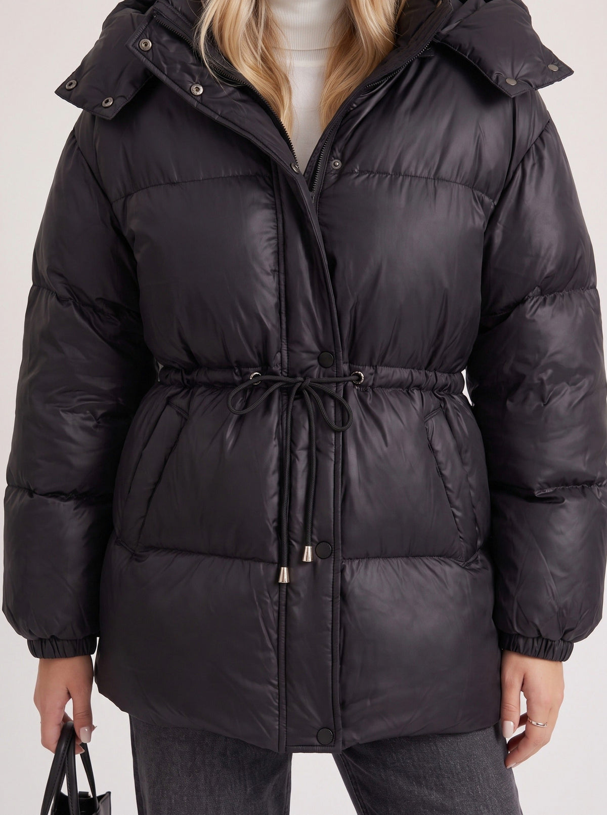 Hooded Long Sleeve Drawstring Puffer Jacket