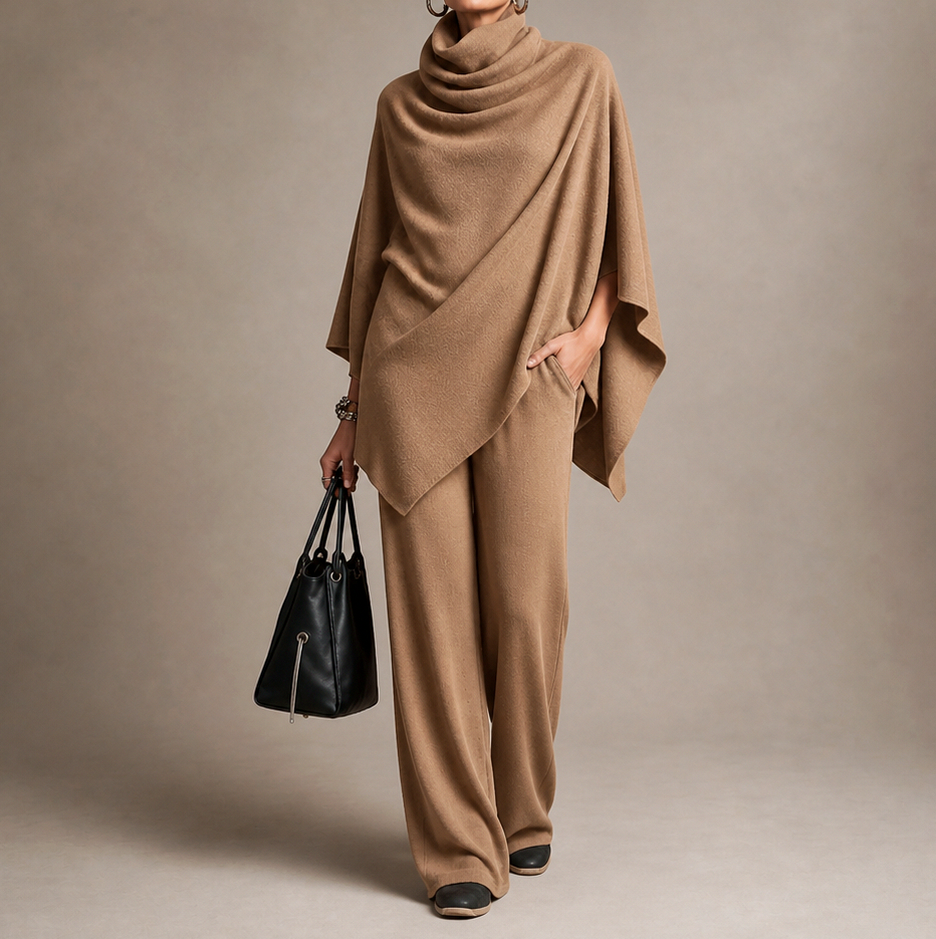 Knit Cowl Neck Two Piece Set