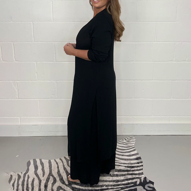 Tunic Overlay Long Sleeve Wide Leg Jumpsuit