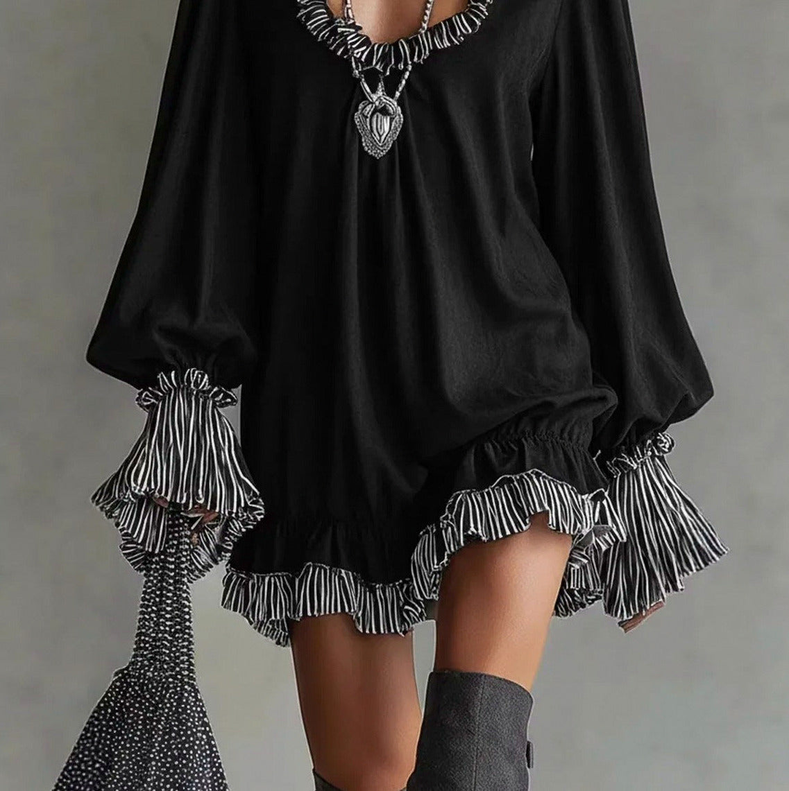 Long Sleeve Ruffle Babydoll Mini Dress