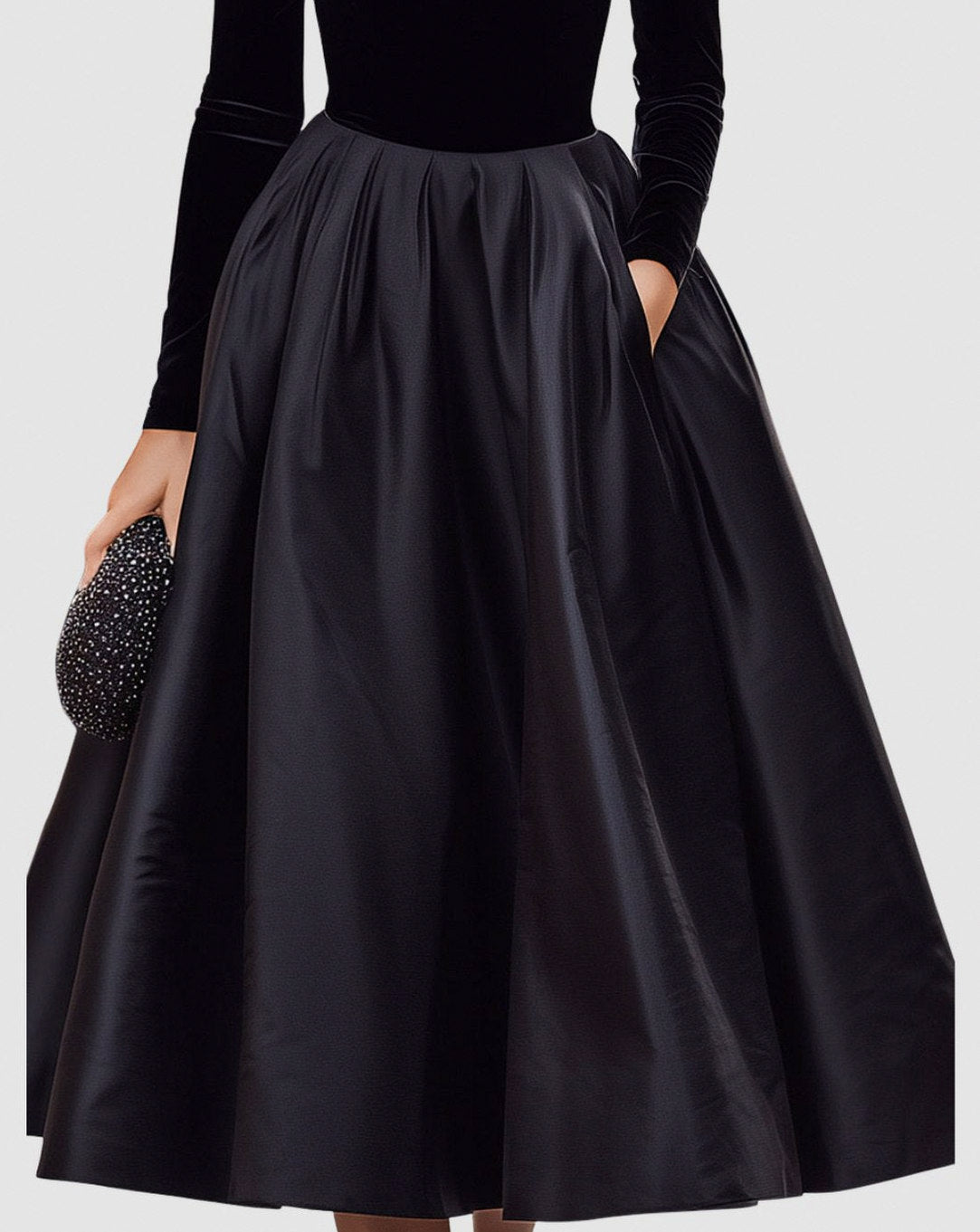 Velvet Turtleneck Long Sleeve Midi Dress