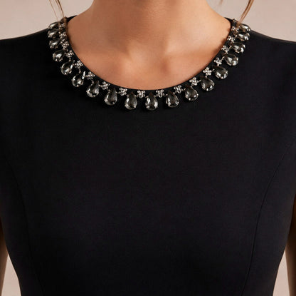 A-Line Sleeveless Embellished Midi Dress