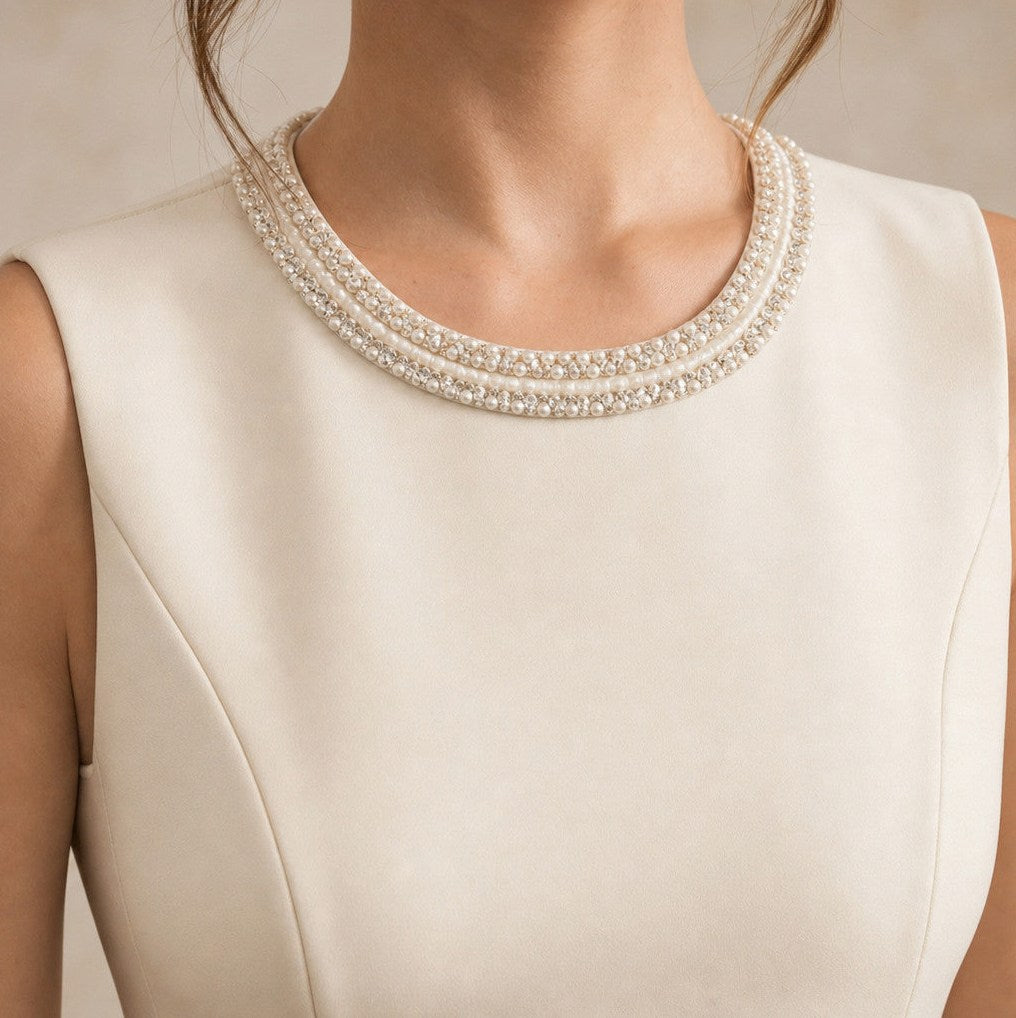 A-Line Sleeveless Embellished Midi Dress