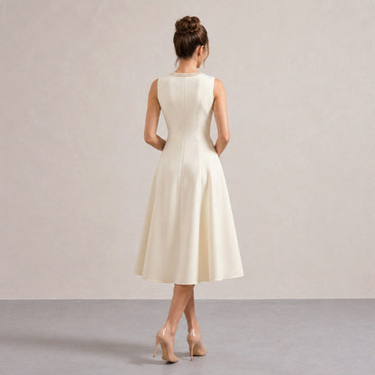 A-Line Sleeveless Embellished Midi Dress