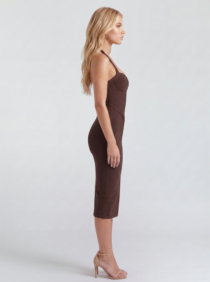 Bodycon Halter Sweetheart Midi Dress