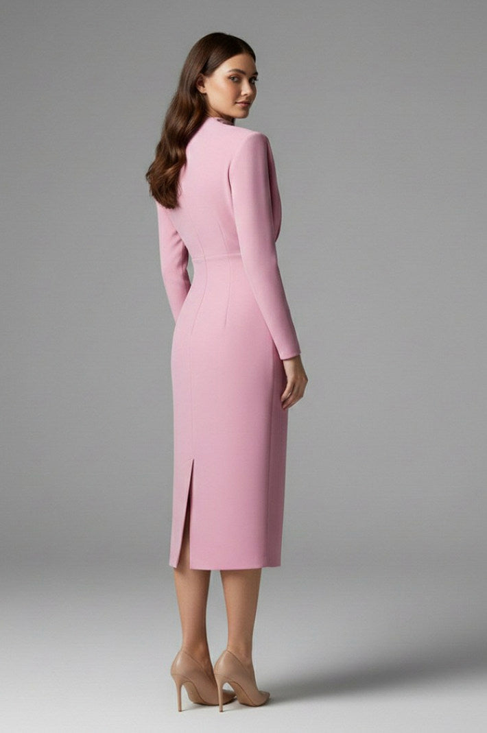 Bodycon Long Sleeve High Neck Midi Dress