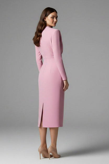Bodycon Long Sleeve High Neck Midi Dress