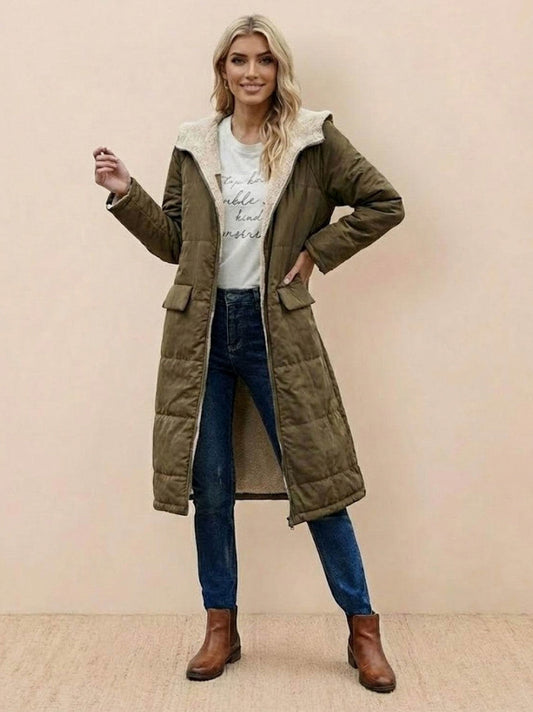 Borg Collar Flap Pocket Coat