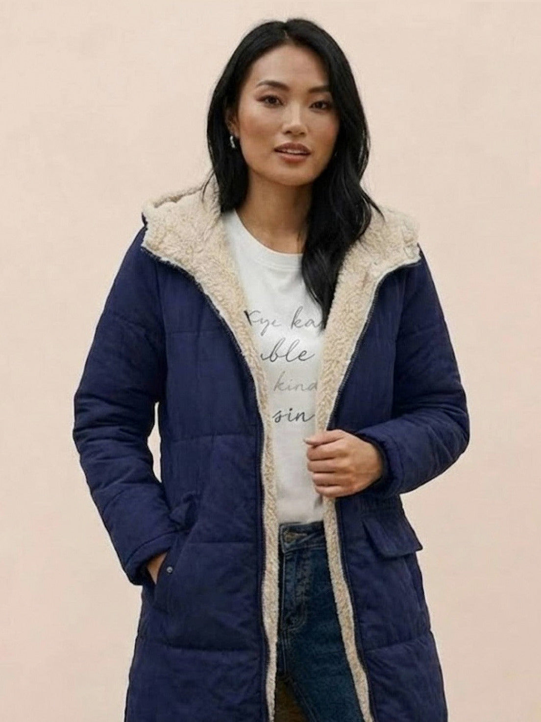 Borg Collar Flap Pocket Coat