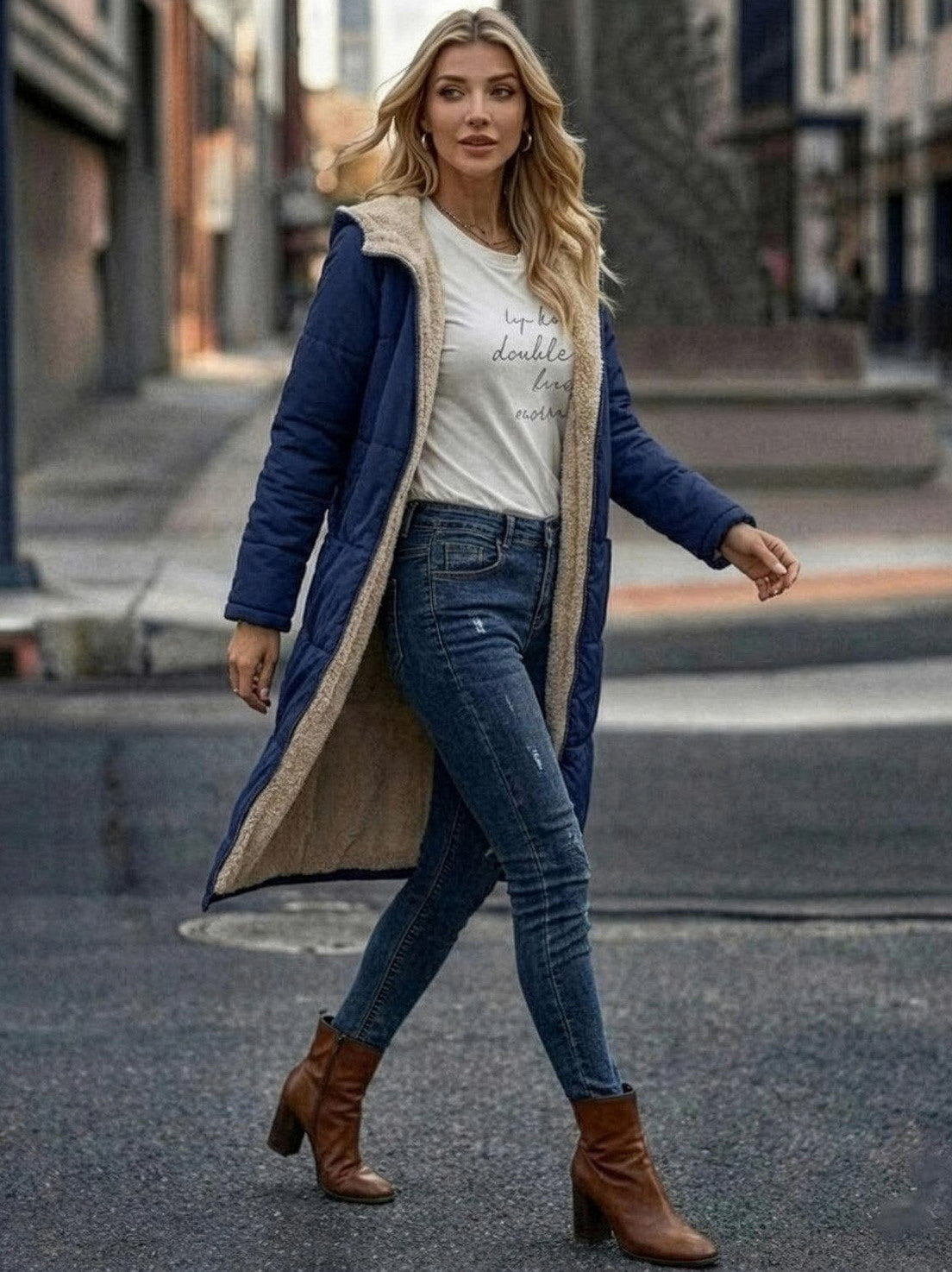 Borg Collar Flap Pocket Coat