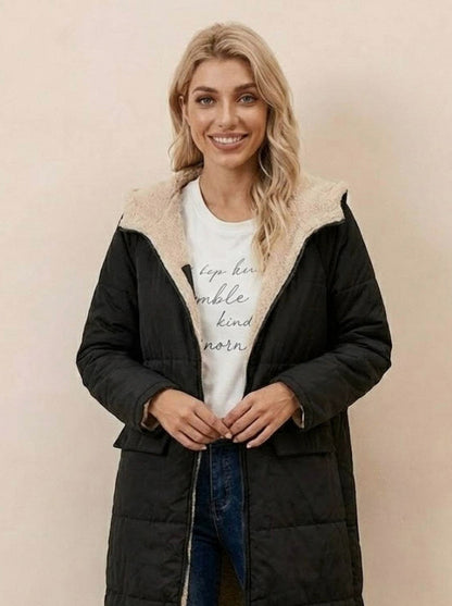 Borg Collar Flap Pocket Coat