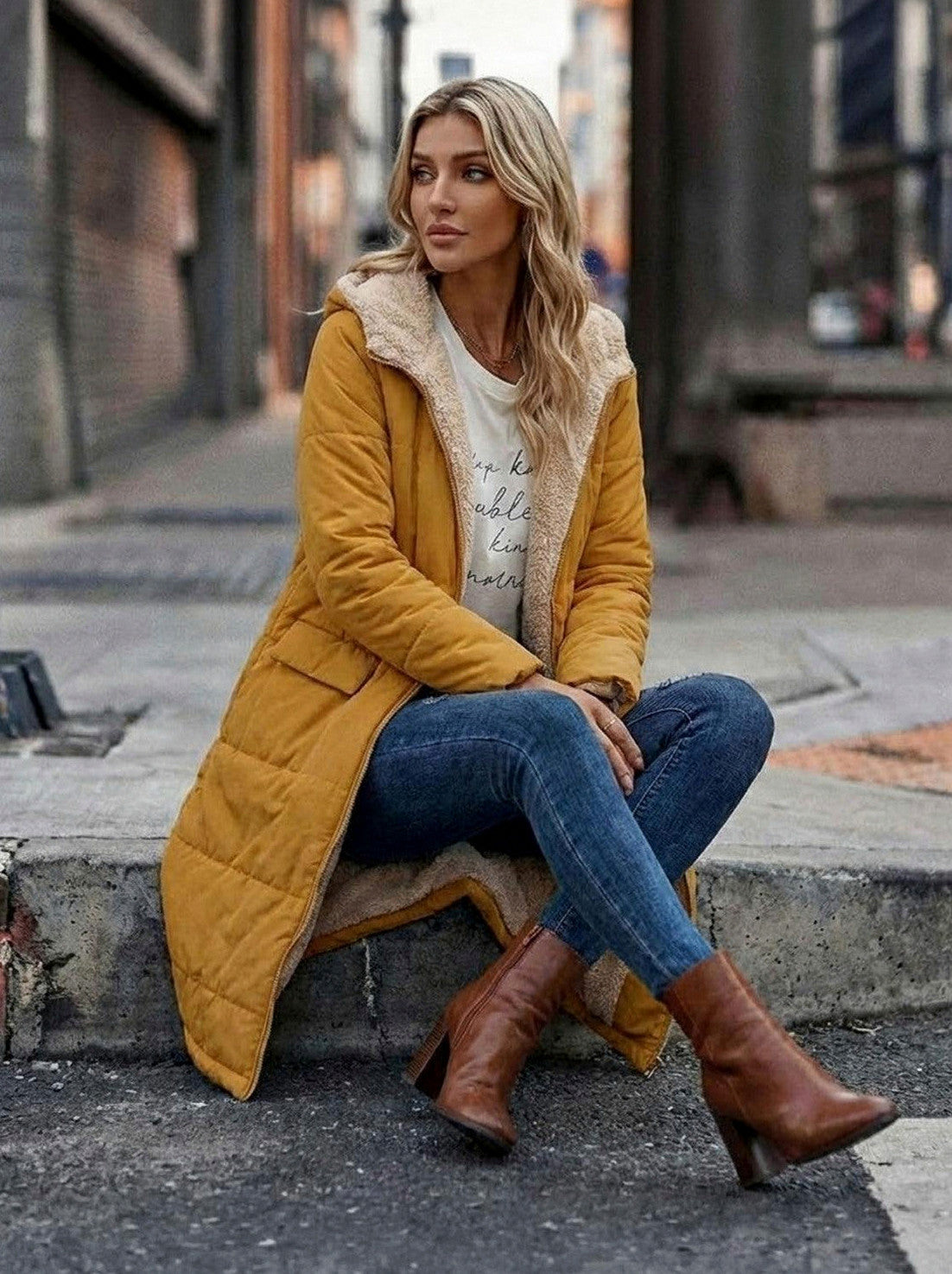 Borg Collar Flap Pocket Coat