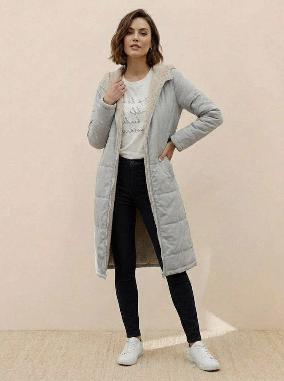 Borg Collar Flap Pocket Coat