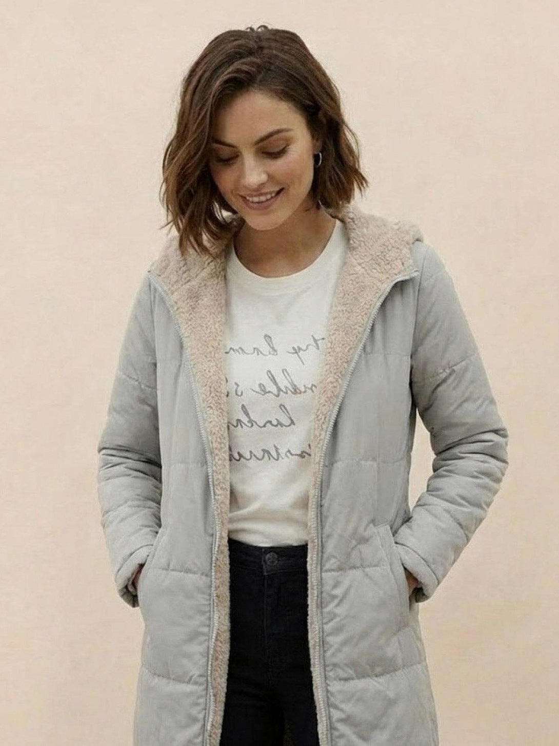 Borg Collar Flap Pocket Coat