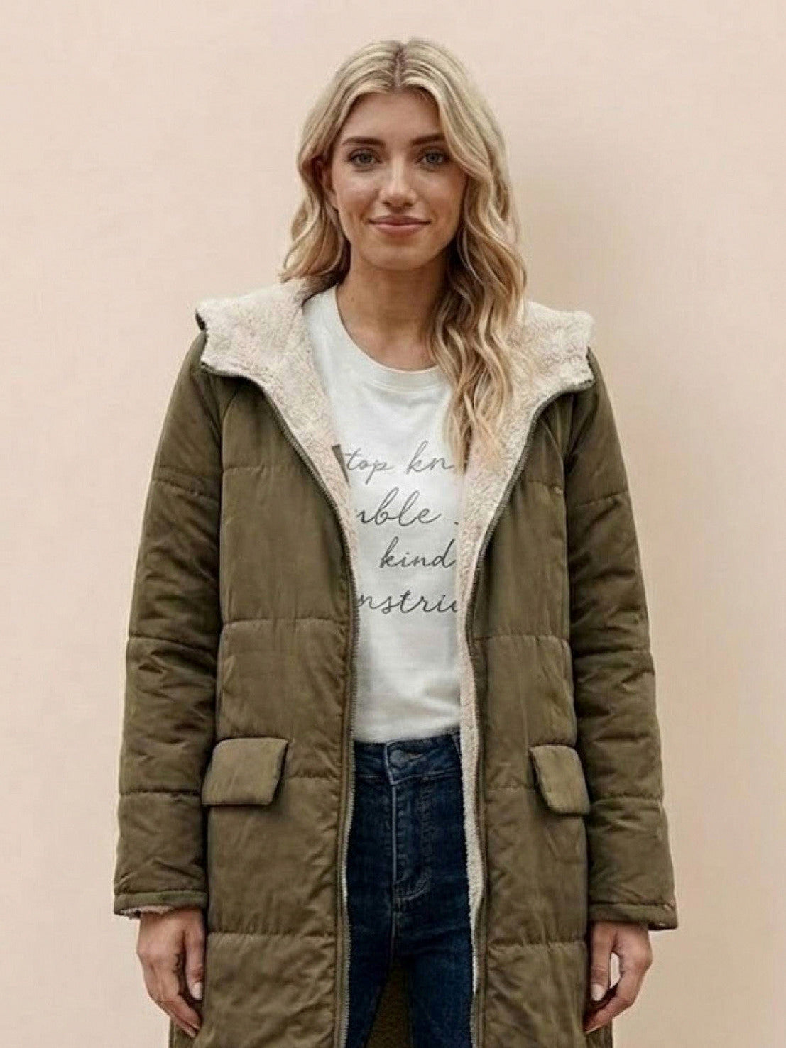Borg Collar Flap Pocket Coat
