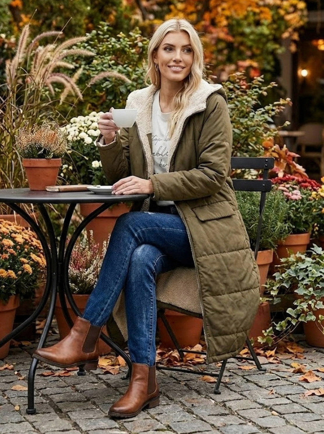 Borg Collar Flap Pocket Coat