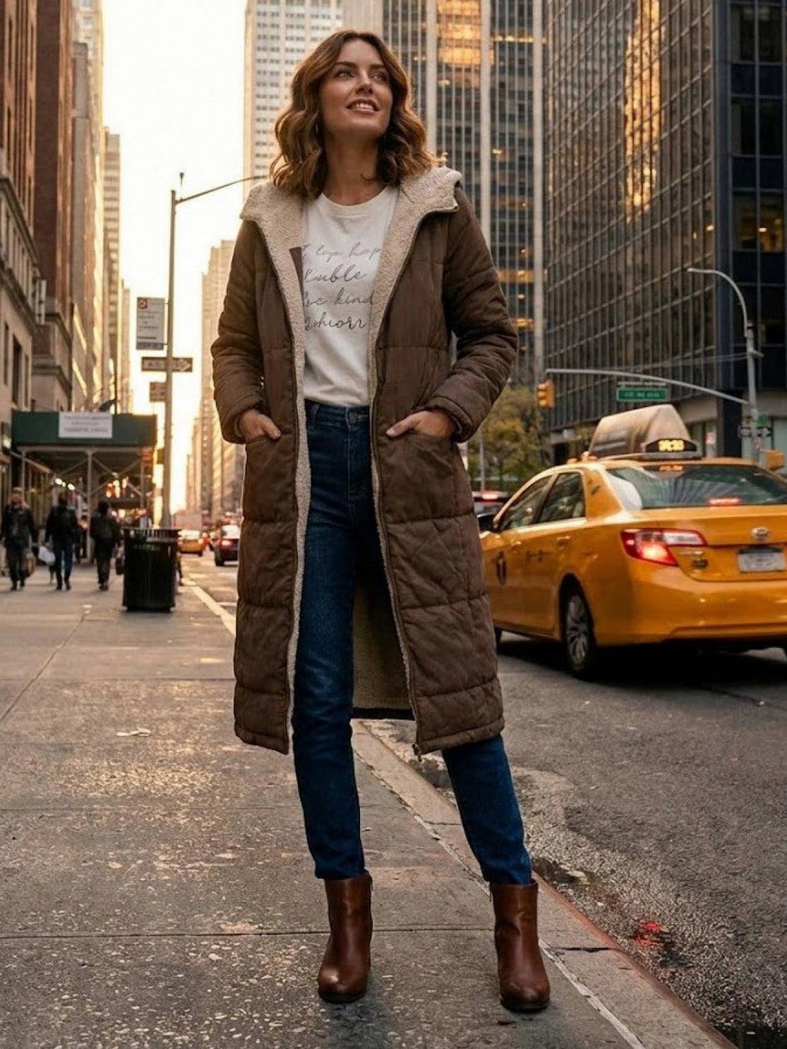 Borg Collar Flap Pocket Coat