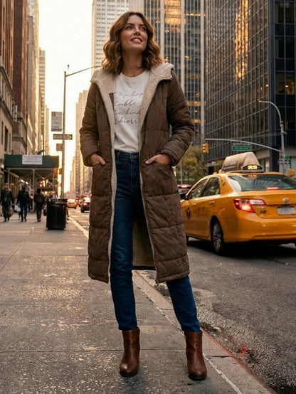 Borg Collar Flap Pocket Coat