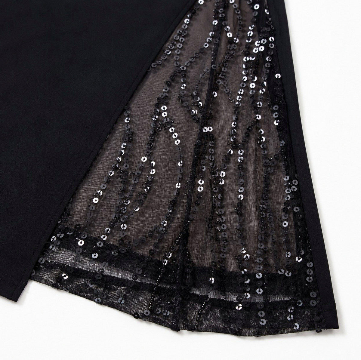 Cap Sleeve Ruched Sequin Maxi Dress