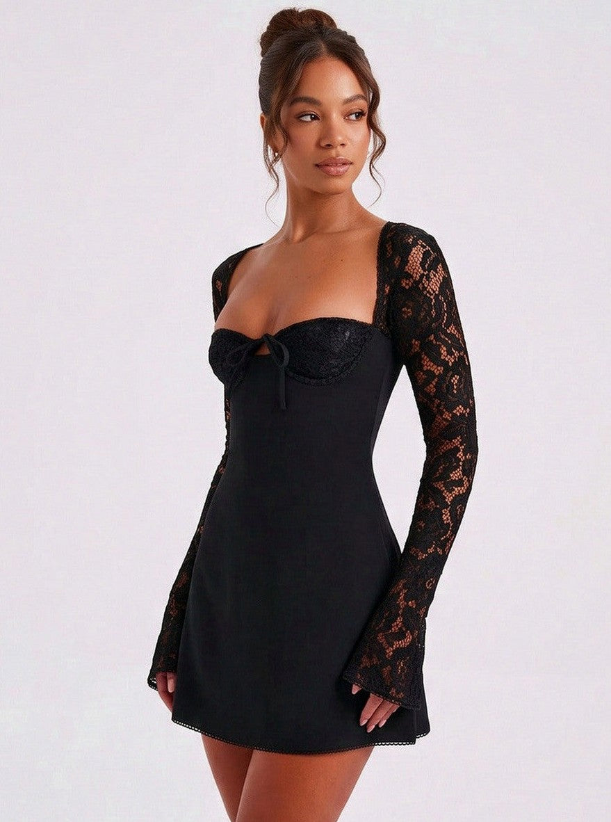 Corset Long Sleeve Lace Mini Dress