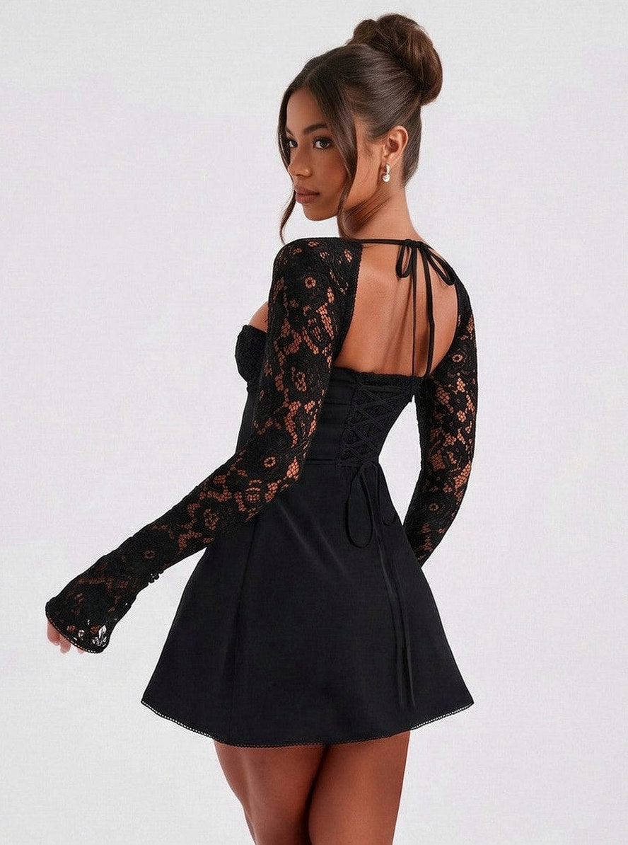 Corset Long Sleeve Lace Mini Dress
