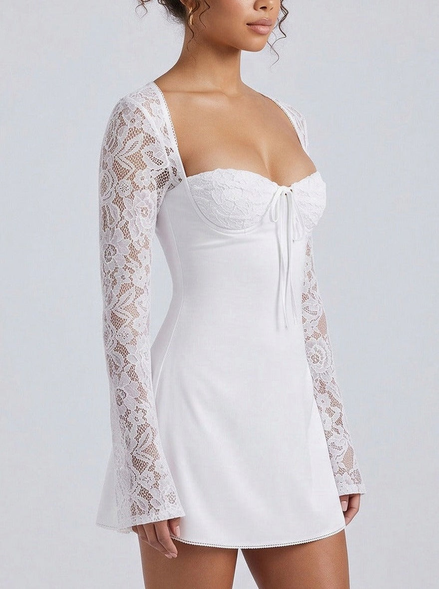 Corset Long Sleeve Lace Mini Dress