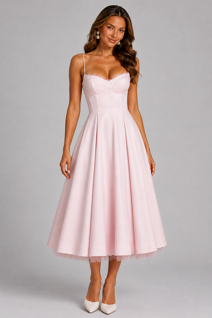 Corset Spaghetti Strap A-Line Midi Dress