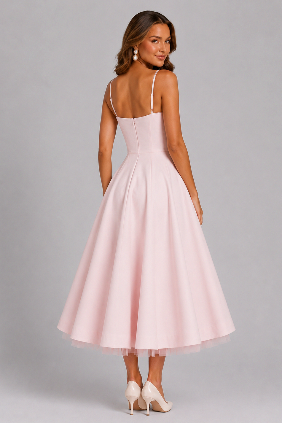 Corset Spaghetti Strap A-Line Midi Dress