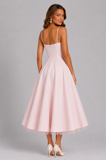 Corset Spaghetti Strap A-Line Midi Dress