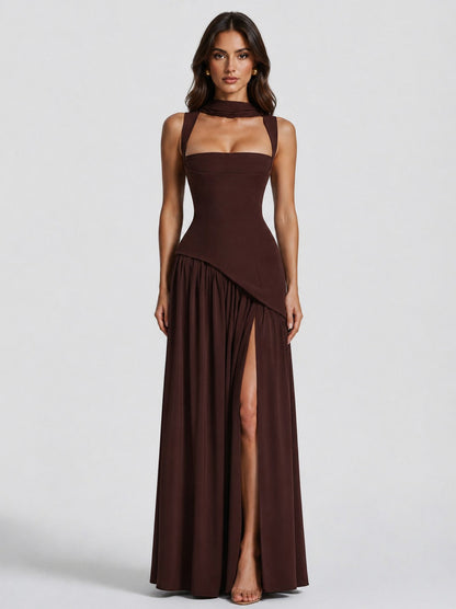Corset Square Neck Draped Maxi Dress