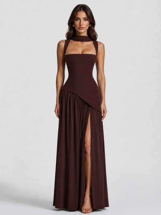 Corset Square Neck Draped Maxi Dress