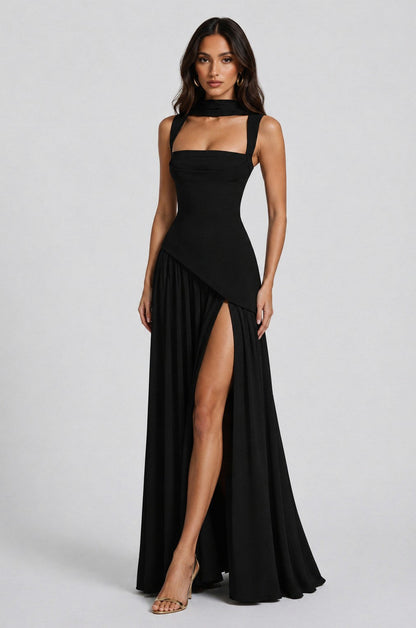 Corset Square Neck Draped Maxi Dress