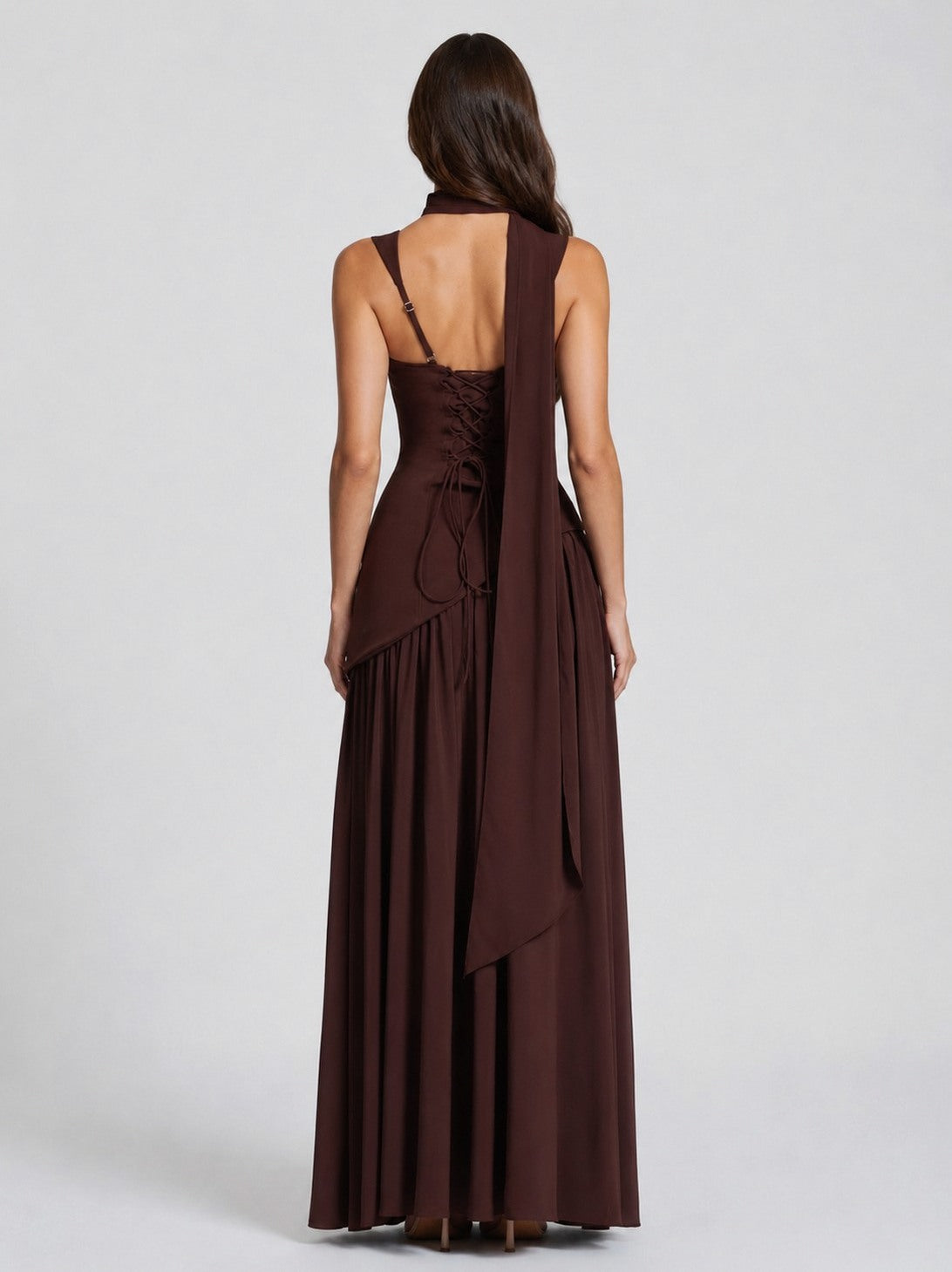 Corset Square Neck Draped Maxi Dress