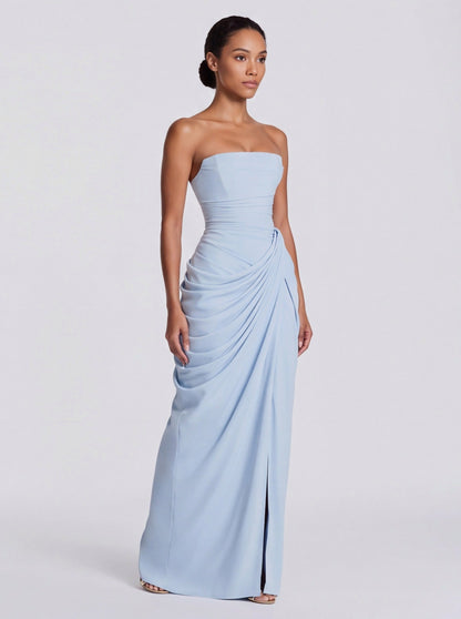 Corset Strapless Ruched Maxi Dress