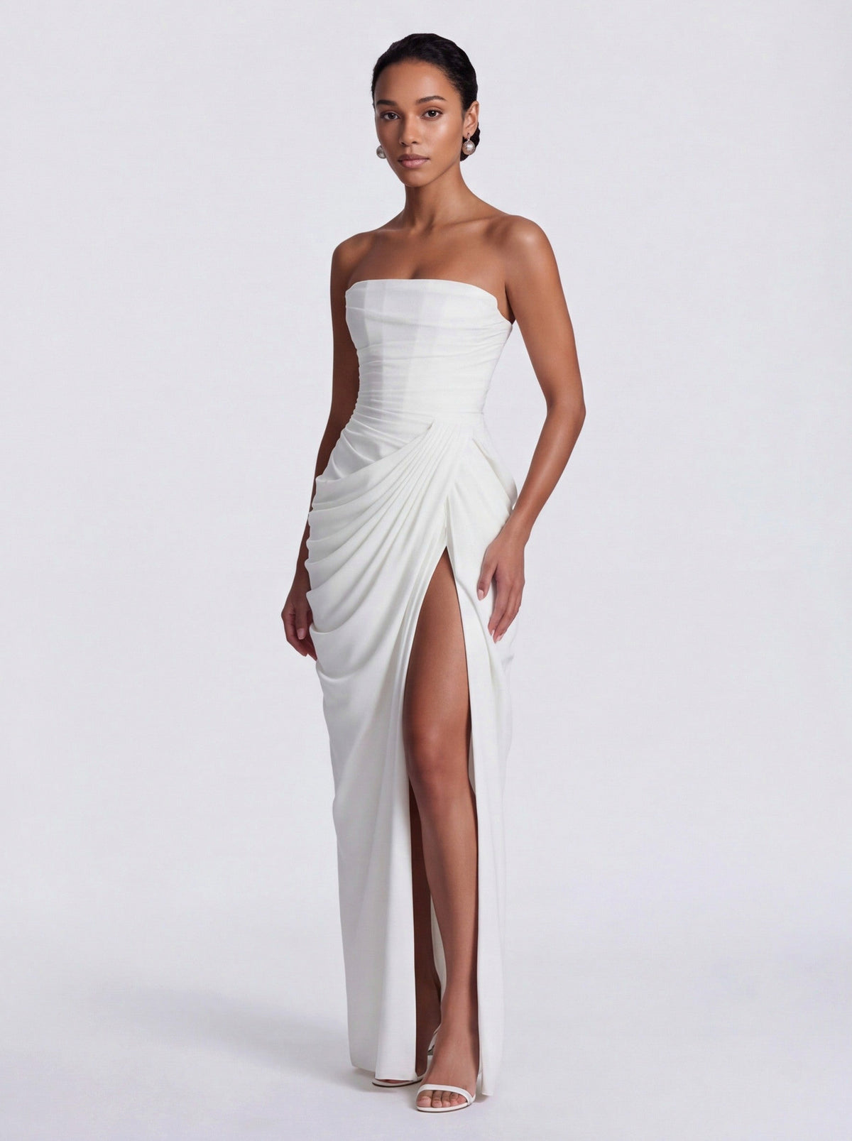 Corset Strapless Ruched Maxi Dress