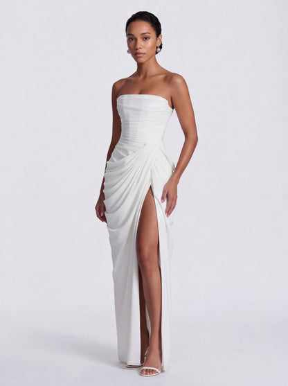 Corset Strapless Ruched Maxi Dress
