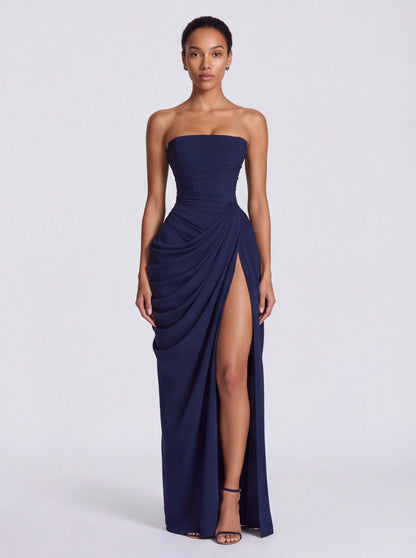 Corset Strapless Ruched Maxi Dress