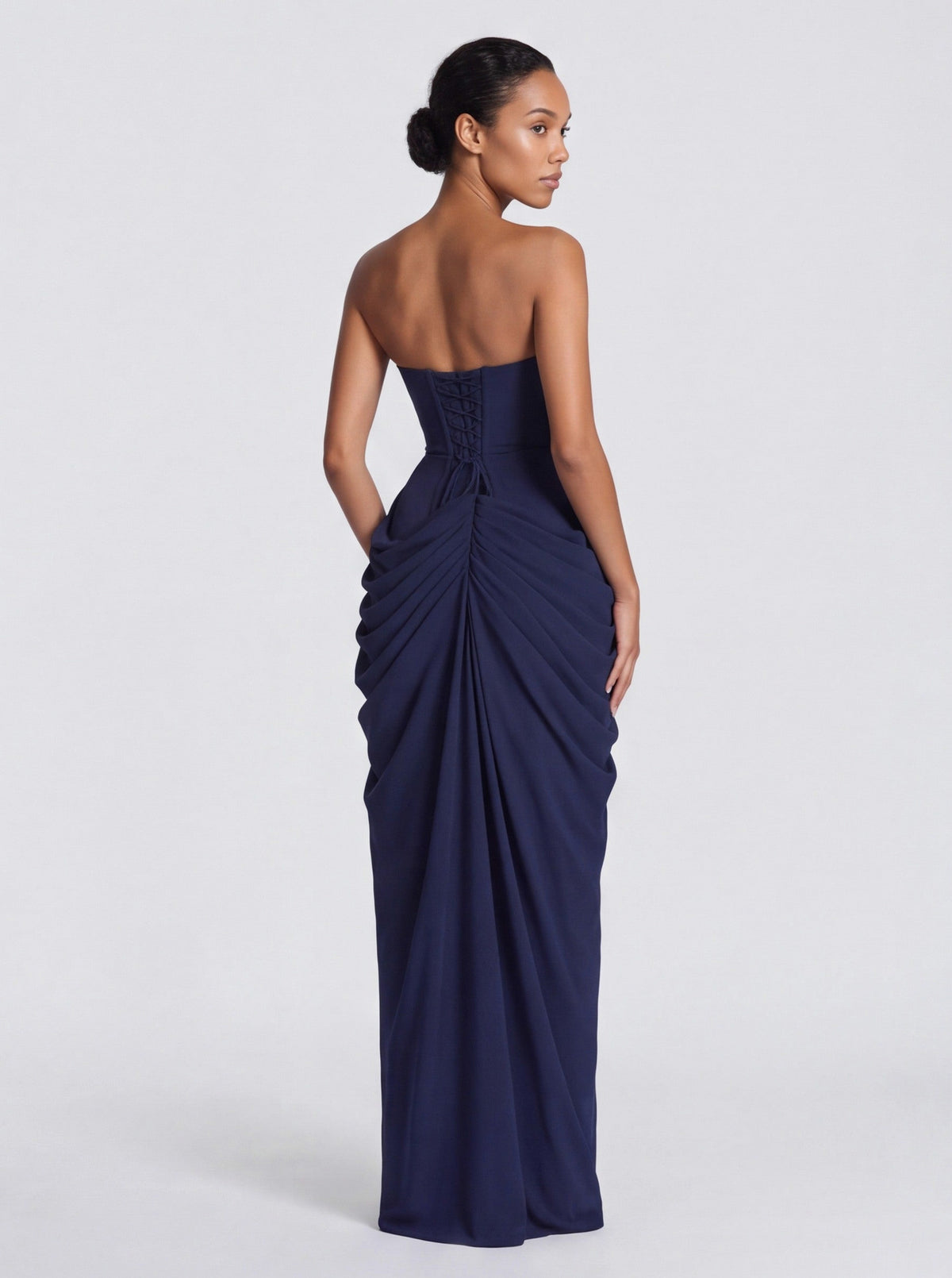 Corset Strapless Ruched Maxi Dress