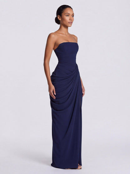 Corset Strapless Ruched Maxi Dress