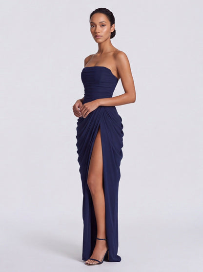 Corset Strapless Ruched Maxi Dress