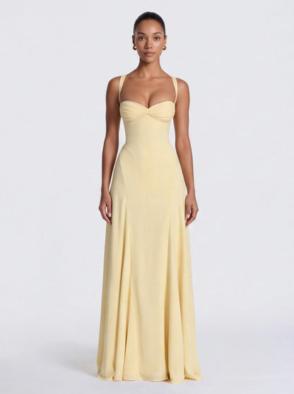 Corset Sweetheart Flared Maxi Dress