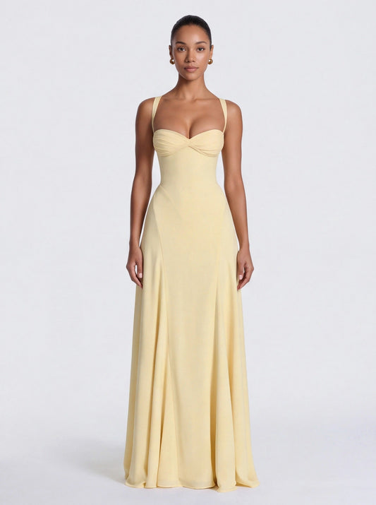 Corset Sweetheart Flared Maxi Dress