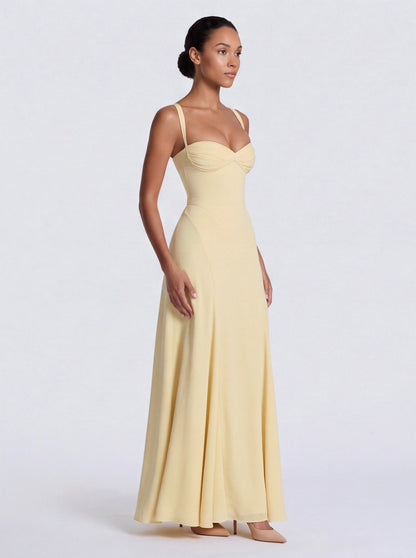 Corset Sweetheart Flared Maxi Dress