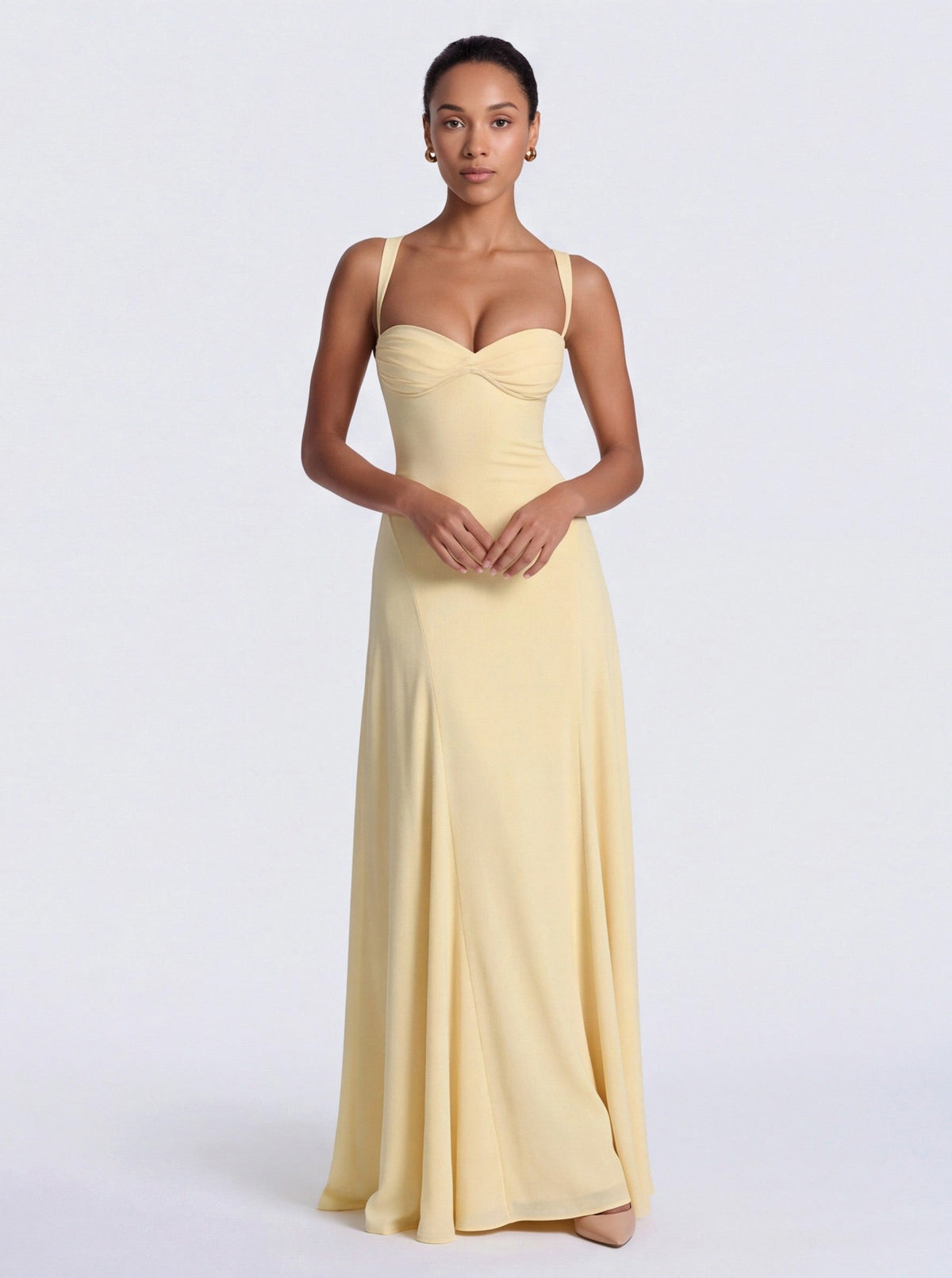 Corset Sweetheart Flared Maxi Dress