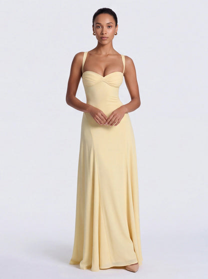 Corset Sweetheart Flared Maxi Dress