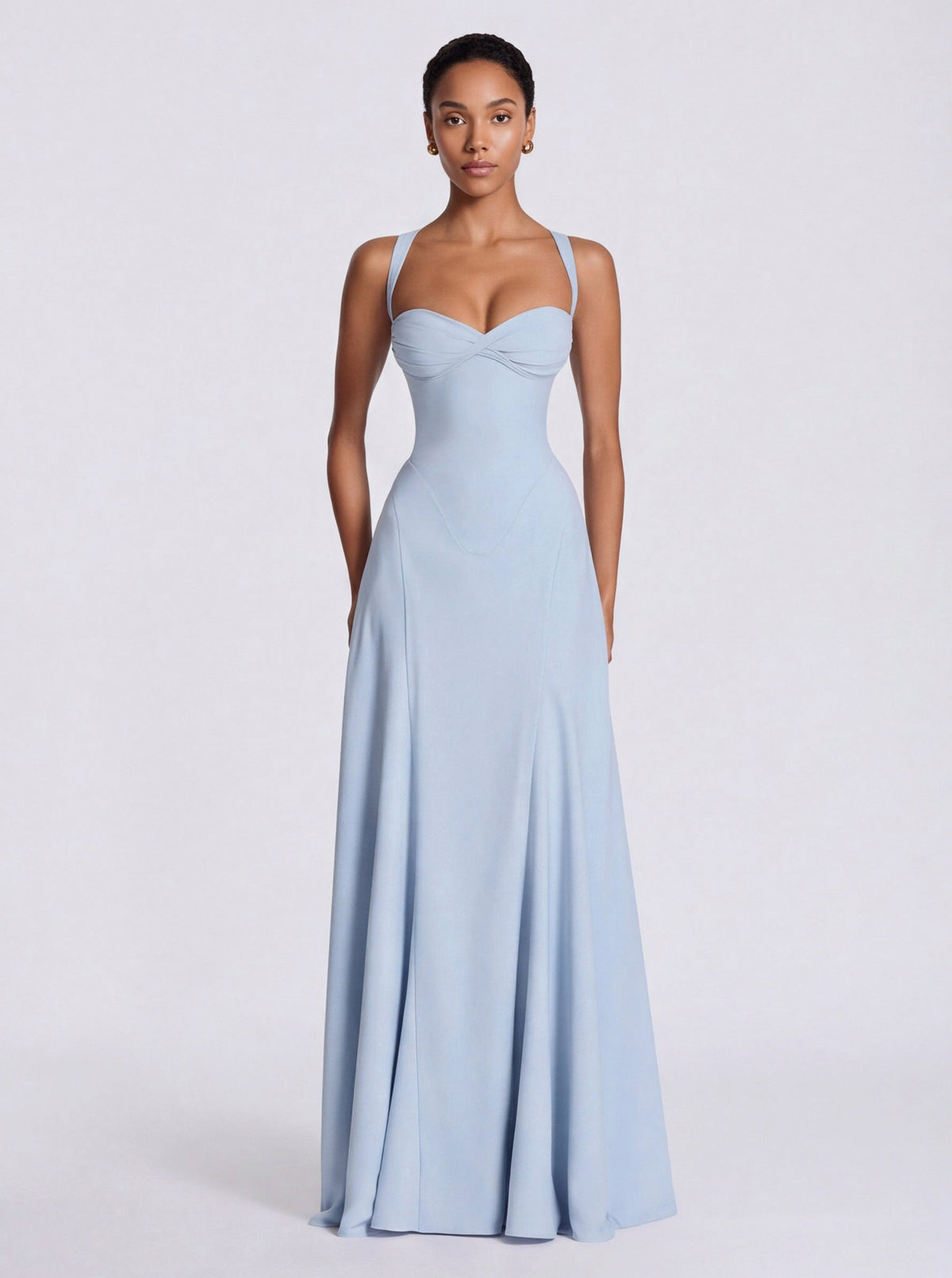Corset Sweetheart Flared Maxi Dress
