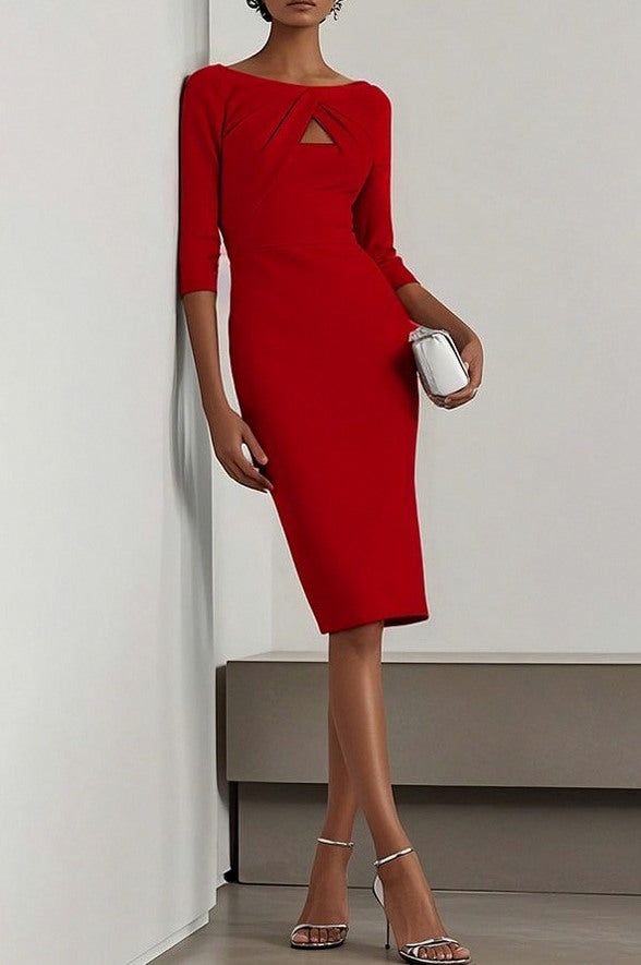 Cutout Long Sleeve Midi Dress