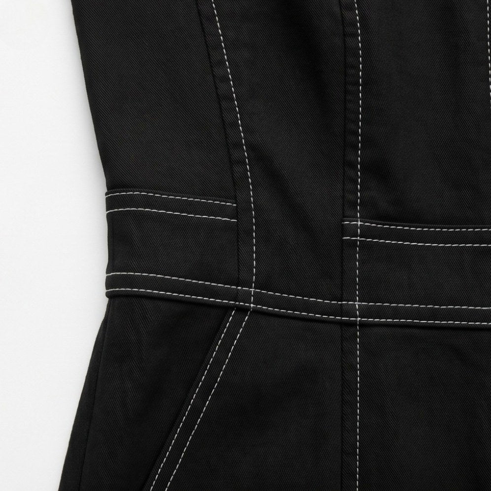 Denim Look Halter Wide Leg Jumpsuit