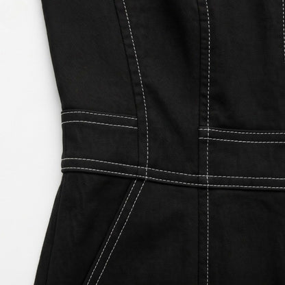 Denim Look Halter Wide Leg Jumpsuit
